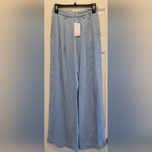 Sadie & Sage Pants - Sadie & Sage Light Blue Wide-Leg Pants